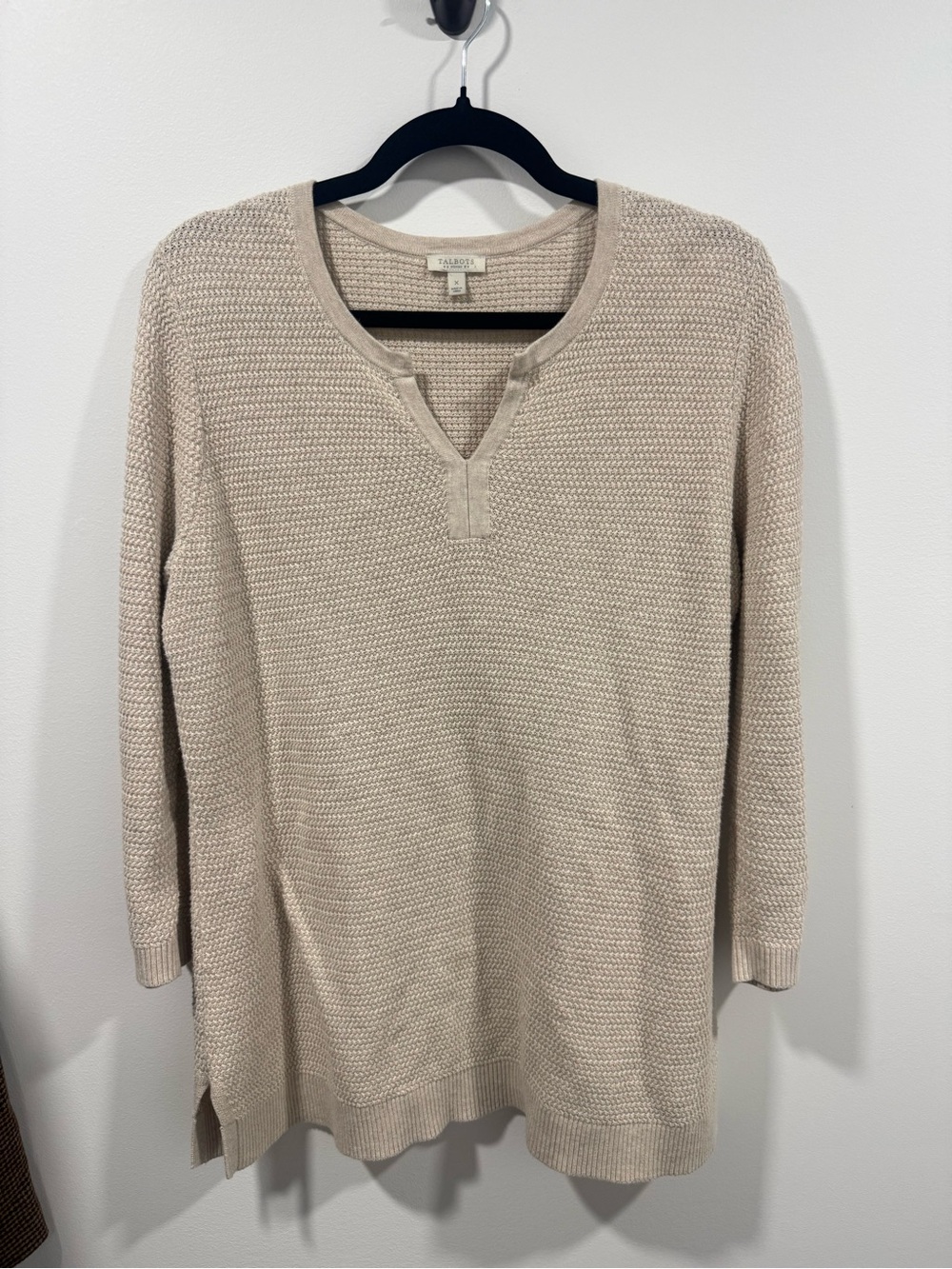 Talbots Beige Waffle Knit 100% Cotton Sweater